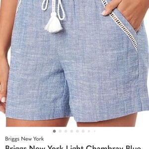 Briggs New York Light Chambray Blue Drawstring Tassel Shorts